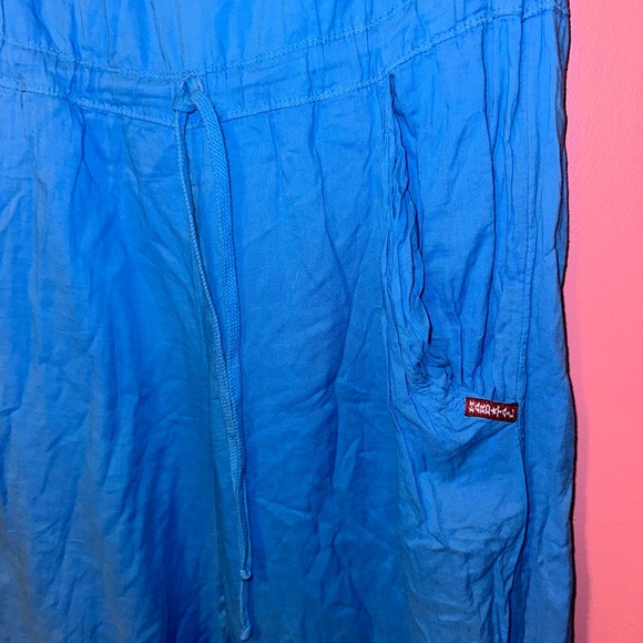 Blue strapless jumpsuit, drawstring waist - Picture 5 of 5